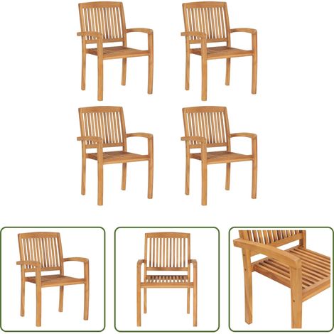 Teakholz -  Stapelbare Gartenstühle 4 Stk. Massivholz Teak (1/5)
