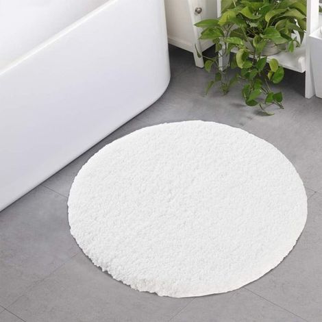 Luxuriöse weiße Badematte runder Badteppich mit einer Länge von 40 cm rutschfest hoch saugfähig maschinenwaschbar getuftete runde Badematte (1/5)