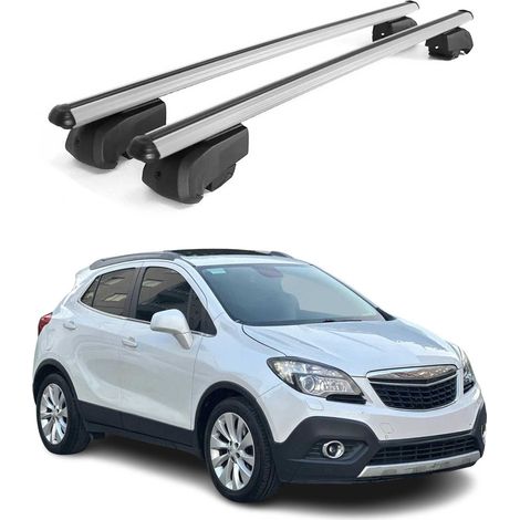OMAC Aluminium Dachträger Querträger für Opel Mokka I 2012-2019 – City Crash – ISO/PAS 11154:2006 – Abschließbar – Max. 75 kg – 2 Stangen Silber (1/5)