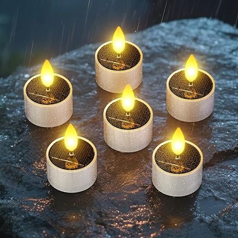 Bougies chauffe-plat solaires LED extérieur Étanche Dusk To Dawn Rechargeable Bougies chauffe-plat LED vacillantes balcon lanterne intérieure chambre terrasse (1/5)