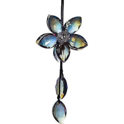 Pendentif de rétroviseur intérieur de voiture en cristal avec fleurs, breloque scintillante et colorée