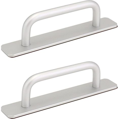 2 Pièces - Poignée de porte coulissante - Alliage aluminium - Auto-adhésif sans perçage - Pour placard et portail - Argenté - 148x25 cm