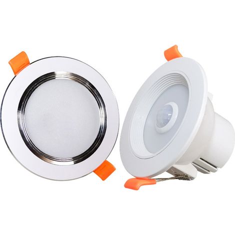 Plafonnier encastré rond 7w 14 LED à détecteur de présence infrarouge (lumière blanche froide) (1/5)
