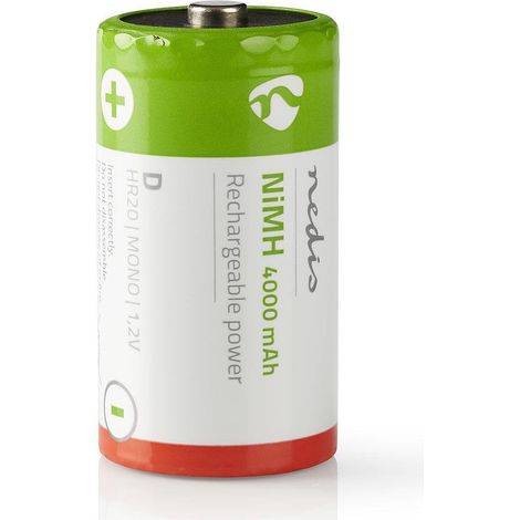 Batería recargable Ni-MH D  1,2 V CC  4000 mAh  Precargado  2-Blíster  HR20  Verde rojo