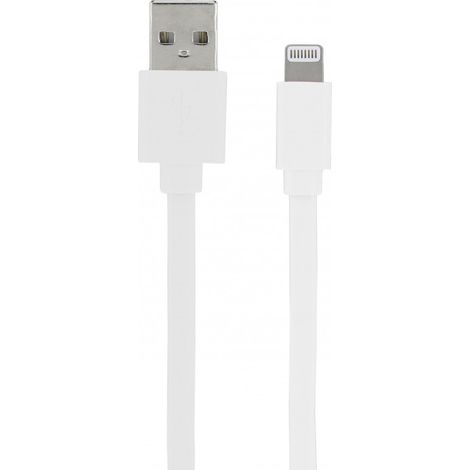 Câble MFI / USB-A plat pour iPhone iPad 1 m - blanc (1/2)