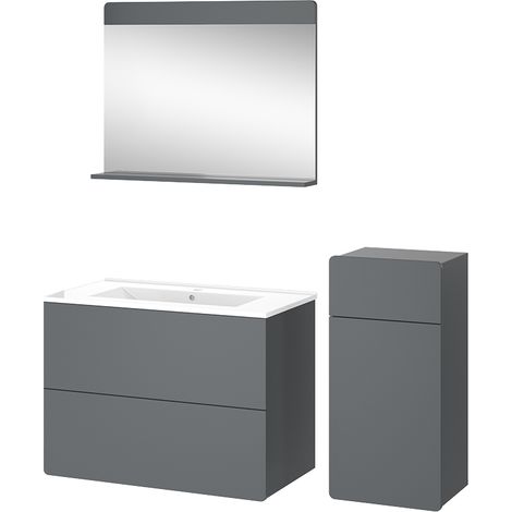 Conjunto de muebles de baño Izan, Gris, 4 piezas con unidad midi, Vicco