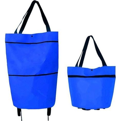 Sac de courses pliable avec roulettes, Caddie sac à roulettes pliable, réutilisable, multifonction, sac fourre-tout de voyage - (1/4)