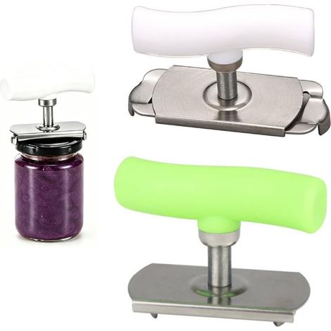 Ouvre-boîte réglable en acier inoxydable – convient aux personnes âgées et à un usage domestique (2 pièces) (1/3)