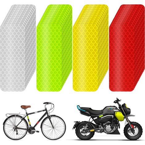 Bande Reflechissante Autocollante, 48Pcs Imperméable Bande Reflechissante, Argent Jaune Rouge Vert Réflecteur Visibilité Bande Fluorescente Autocollants de Sécurité(3x8CM) (1/5)