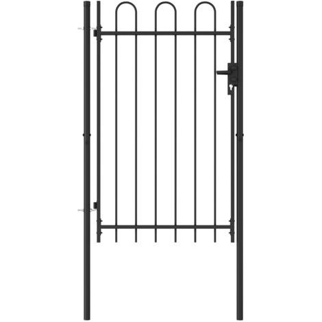 Portillon simple porte avec dessus arqué Acier 1x1,5 m Noir