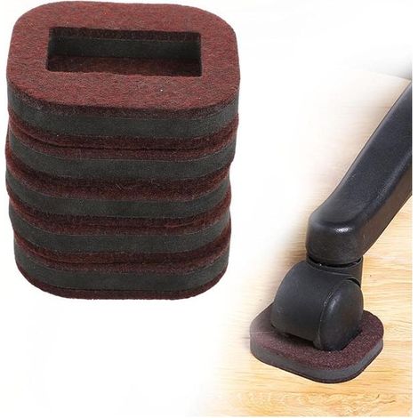 Lot de 5 tapis antidérapants pour chaises à roulettes - En feutre durable - Pour la maison, le bureau - Réduit le bruit - Empêche les rayures - Marro (1/4)