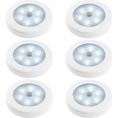 Luces nocturnas con sensor de movimiento, paquete de 6, luces LED con sensor de movimiento para la oscuridad en el dormitorio, baño, cocina, pasillo, armario, vestidor, escalera [Clase de energía]