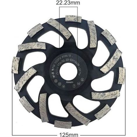 Disque Poncage Beton, Disque Diamant Abrasif 125mm de Meulage pour Poncer Béton, Pierre, Granit, Marbre (1/4)