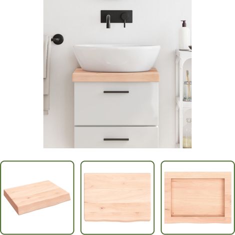 Bois de chêne massif - Comptoir de salle de bain 40x30x(2-6) cm bois massif non traité (1/5)