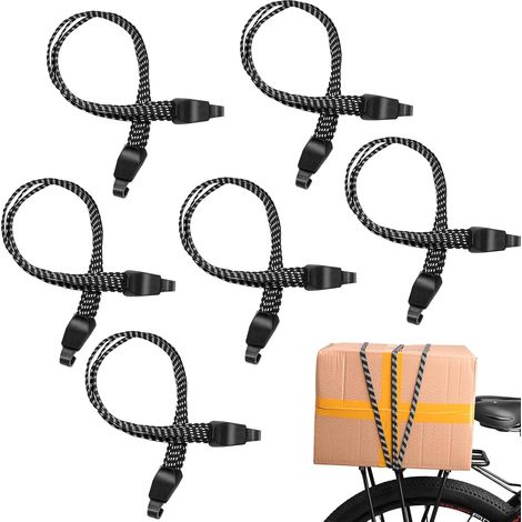 6 x 3-in-1-Gummiseile mit Haken, für Fahrrad, Motorrad, LKW und Gepäckträger – 45 cm
