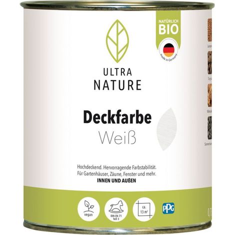 Ultra Nature Deckfarbe 750 ml weiß Holzschutzfarbe (1/3)