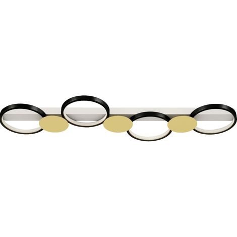 Plafonnier LED 38W 1500LM avec 4 anneaux, variation de couleur 3000K-6500K, télécommande, noir et or, pour salon (1/5)