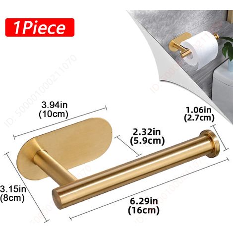 (1 Porte-papier toilette doré A) Porte-papier toilette pour salle de bain, distributeur de papier absorbant adhésif, accessoires de rangement pour WC et cuisine (1/5)