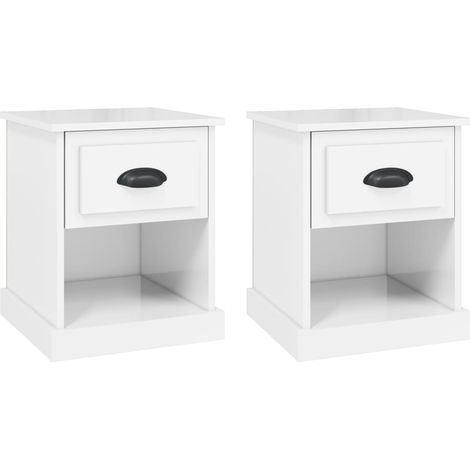 Maison Exclusive - Mesitas de noche 2 uds madera blanco brillante