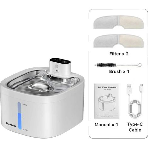 Fuente de agua para mascotas, filtro automático, sensor de movimiento, kit estándar, 3,6 L, ABS, versión global. (1/2)