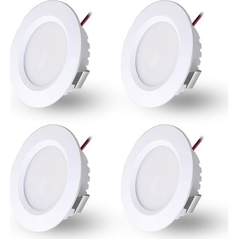 LED Recessed Spotlight 230 V 3 W, IP44 Waterproof Bathroom Ceiling Spotlights Hole Φ55-58 mm, Extra Flat 15 mm, Recessed Spotlights for Kitchen Bedroom, Pack of 4 (White, Cool White 6000K) (1/5)