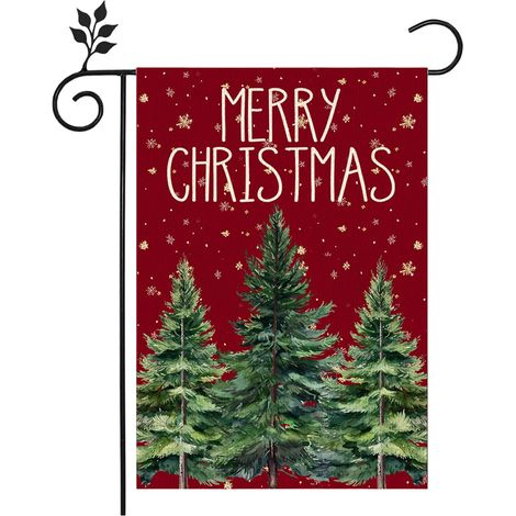 Bannière décorative pour vêtements - 30 x 45 cm (polyester double face) - CR-1 - Motif chat, sapin et neige - Noël 2025