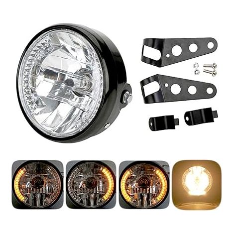 Phare LED de Moto,Projecteur de Moto Avec Support de Montage,7 Pouces Universel Phare LED Moto Rond Led Phares avant de Phare rétro de Moto,Projecteurs à LED Feux