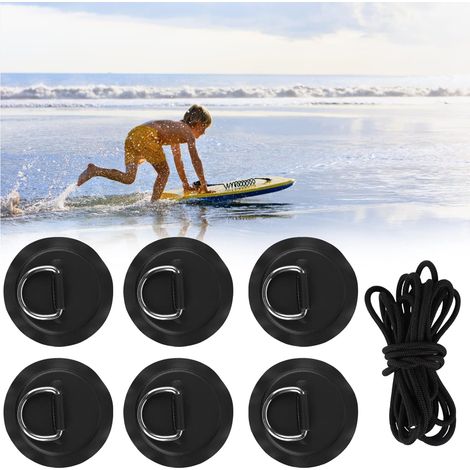 Edelstahl-D-Ring-Reparaturflicken, runde PVC-Reparaturpads mit 5 m Gummiband für Schlauchboote, Flöße, Beiboote, Kajaks, Kanus und SUPs (ohne Klebstoff).