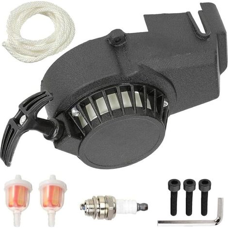 Pull starter for 2-stroke engines (43 cm³, 47 cm³, 49 cm³) of pocket bikes, Coolster engines (50 cm³) for Syx, SSR, SX50 mini dirt bikes, pocket bikes, motorcycles, quads and ATVs.