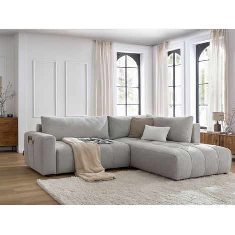 Bobochic – Canapé d'angle L convertible coffre ARSENE – 3 places – Tissu chiné – Longueur 277 cm – Largeur 200 cm – Style moderne (1/5)