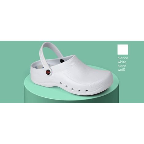 Zuecos sanitarios con celdas antideslizantes en la suela EVA PLUS 35 Blanco (1/4)