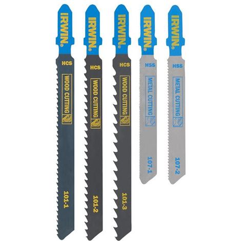 Irwin IW1014501 HCS/HSS T-Shank Jigsaw Blade Set 5 Piece IRWIW1014501 (1/2)