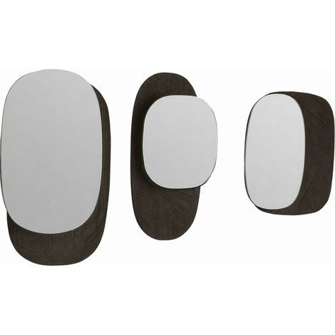Lot de 3 miroirs en bois de manguier noir - Noir (1/4)