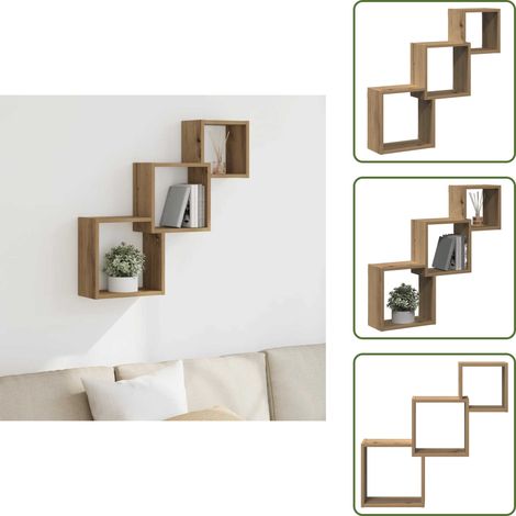 vidaXL Étagères murales forme de cube chêne artisanal bois ingénierie (1/5)