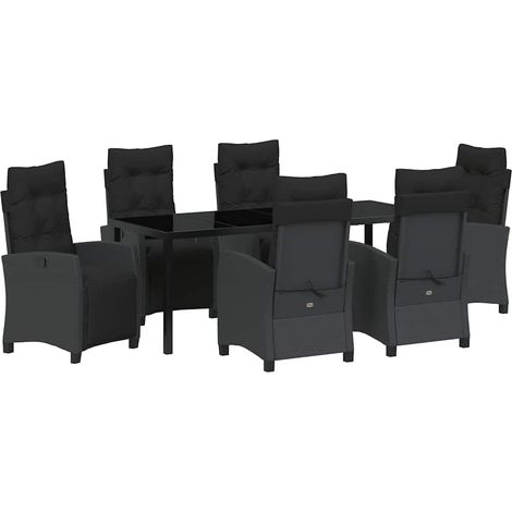 Maison Exclusive - Set da Pranzo per Giardino con cuscino 7 pcs Nero polyrattan