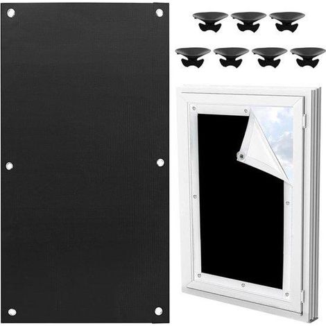Stores occultants sans perçage - 48 x 93 cm - Noirs - Stores occultants portables - Avec 7 ventouses - Protection solaire et isolation thermique - Conviennent aux puits de lumière, chambres et toits d (1/5)