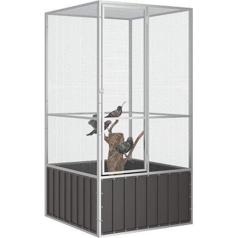 Vidaxl – Cage à oiseaux anthracite 111x107x211,5 cm – Acier galvanisé – Conception ventilée pour un air frais – Sécurité renforcée avec porte verrouillable