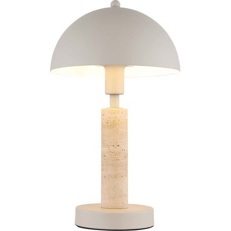 Lampe de table Lampe d'appoint textile sable Lampe de table lampe de salon pierre de travertin, métal, 1x douille E14, DxH 20x34 cm (1/4)
