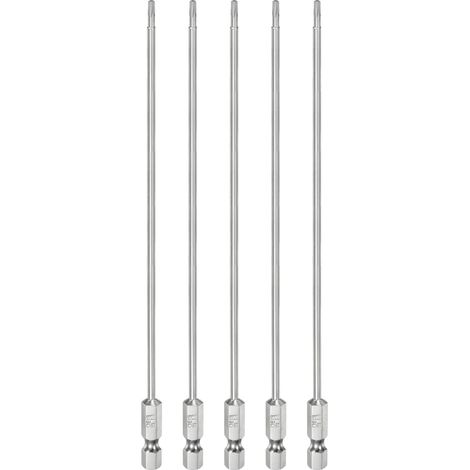 5Pcs T8 Embout Tournevis Torx Tige Hexagonale 1/4" Long 8" (200mm) (1/5)