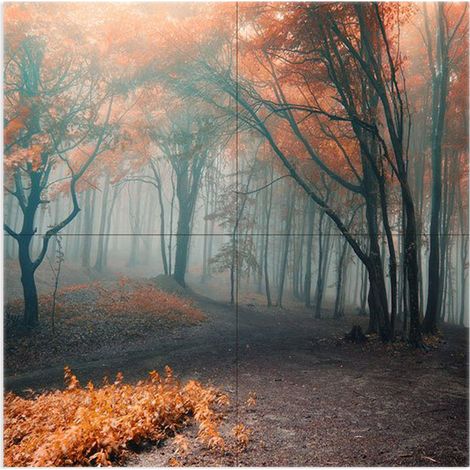 Lupia - Quadro moderno grande su tela WALL 160x160 cm PAESAGGI FOGLIE MORTE, set 4 pz tele 80x80 cm per soggiorno camera da letto (1/4)