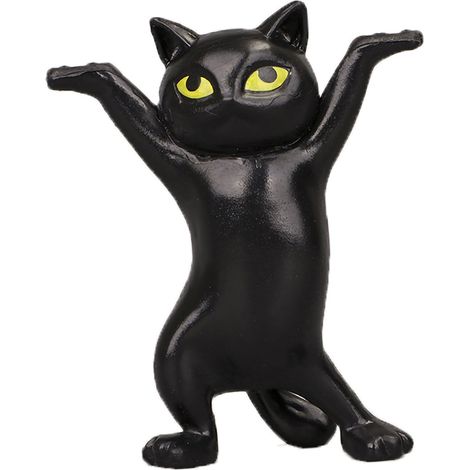 Soporte para accesorios de auriculares, estuche para auriculares, bolígrafo, decoración de escritorio con gato negro (1/5)