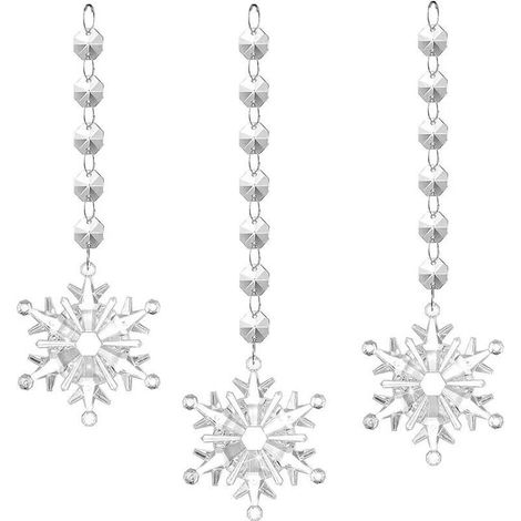 Set mit 10 Acryl-Weihnachtsanhängern in Form von Schneeflocken für Weihnachtsbaum und Silvesterparty – kein Stromanschluss erforderlich, funkelnde Festtagsdekoration (1/4)