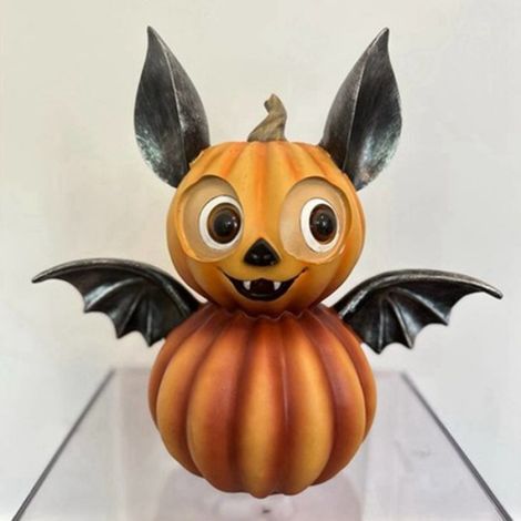 Halloween Effrayant Chauve-Souris Citrouille Ornements en Forme de Citrouille Décoration de Résine Mignonne Chauve-Souris (1/5)