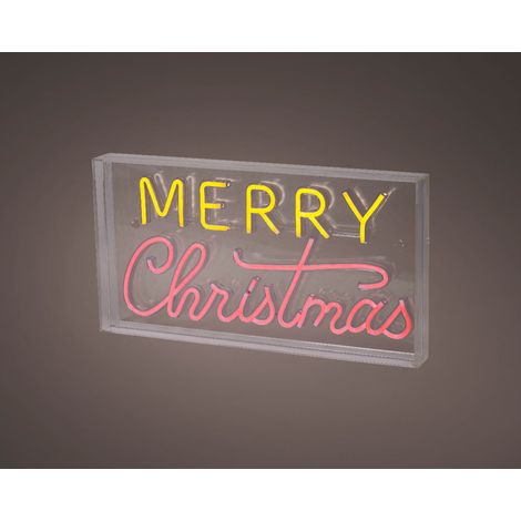 Scritta luminosa al neon "Natale", altezza 23 cm, multicolore.