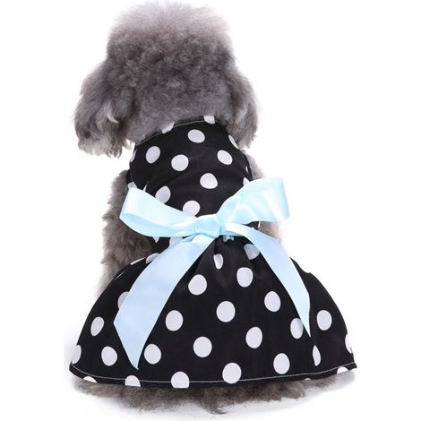Vêtements d'été pour animaux de compagnie Fille Chien Jupe sans manches en polyester mignon Robes avec nœud sur le dos (1/4)