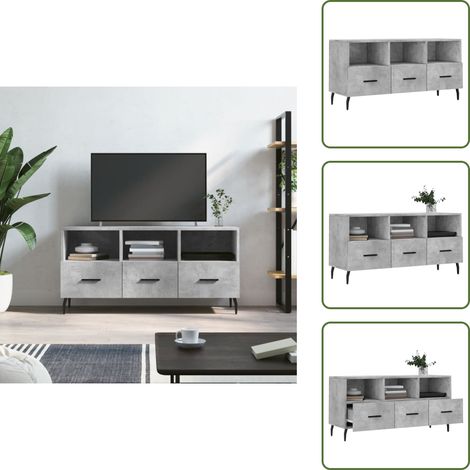 Meuble TV gris béton 102x36x50 cm bois d'ingénierie - Meubles Tv - Meuble Tv - Armoire Multimedia - Rangement Tv - Meuble Industriel (1/5)