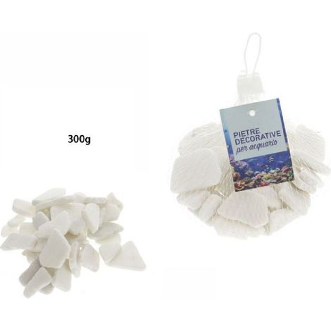 TrAdE Shop Traesio - Pietre Decorative Piatte Acquario Bianche 300gr Decorazione Giardino Piante 70266 -