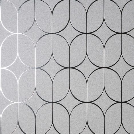 Silver Luxury Foil Geometric Wallpaper Fine Decor Textured Metallic Vinyl (1/3)
