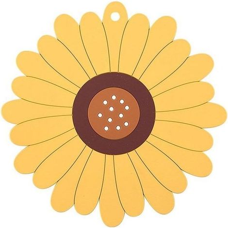 Isolierte Untersetzer/Platzsets mit vier Sonnenblumen. Geeignet für Zuhause, Büro, Café und andere Orte. (1/5)