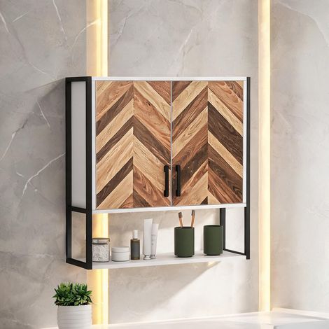 Meuble de salle de bain branco Madeira e Preto 59 x 20 x 60 cm (1/5)